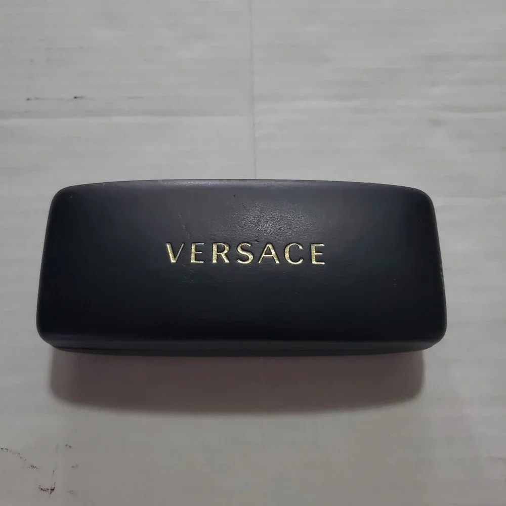 Versace Black Hard Shell Eyeglass Sunglasses Case Gold Logo Clamshell Accessory